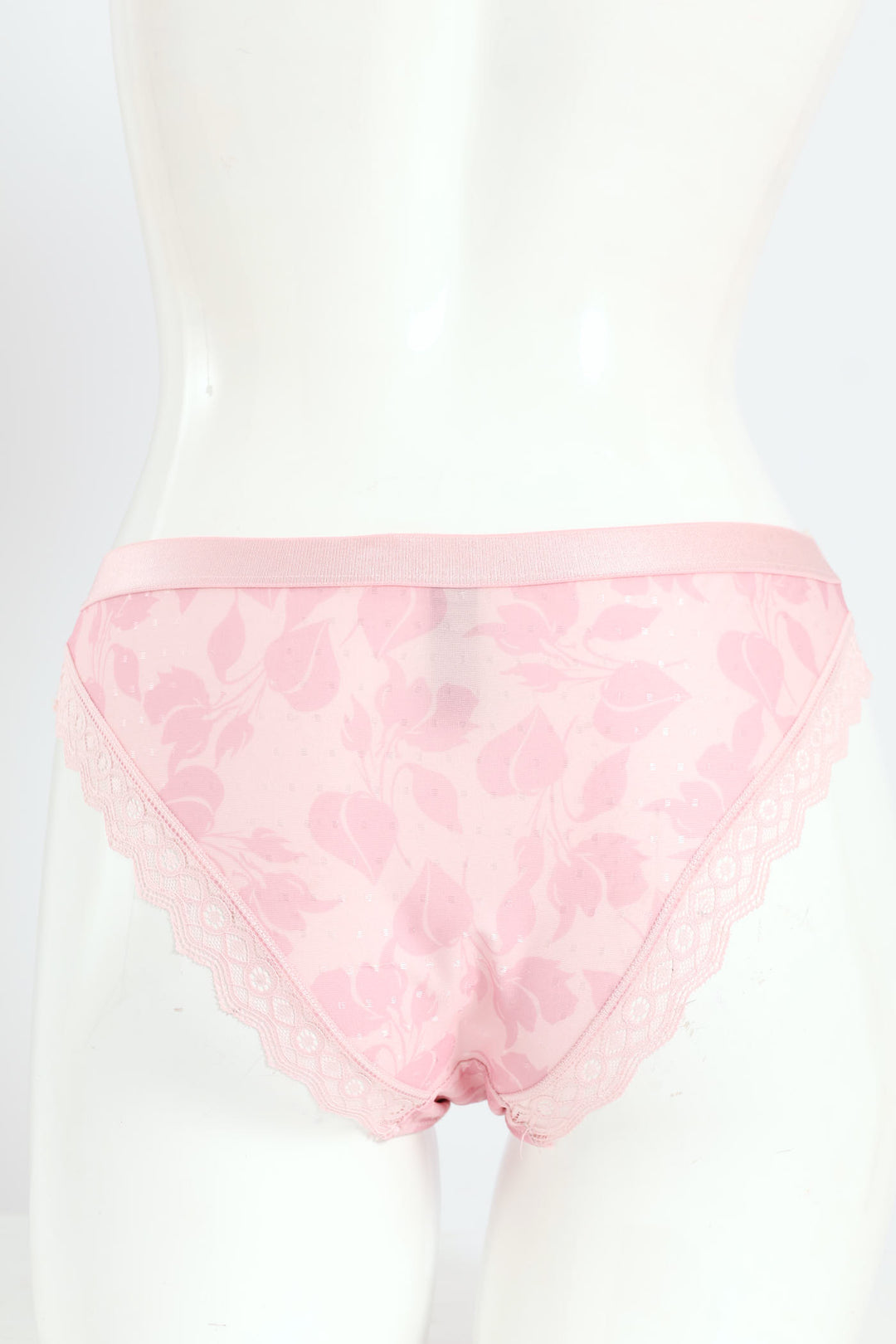 Printed Microfiber & Lace Brazilian Panty - Shrinking Violet - Pink