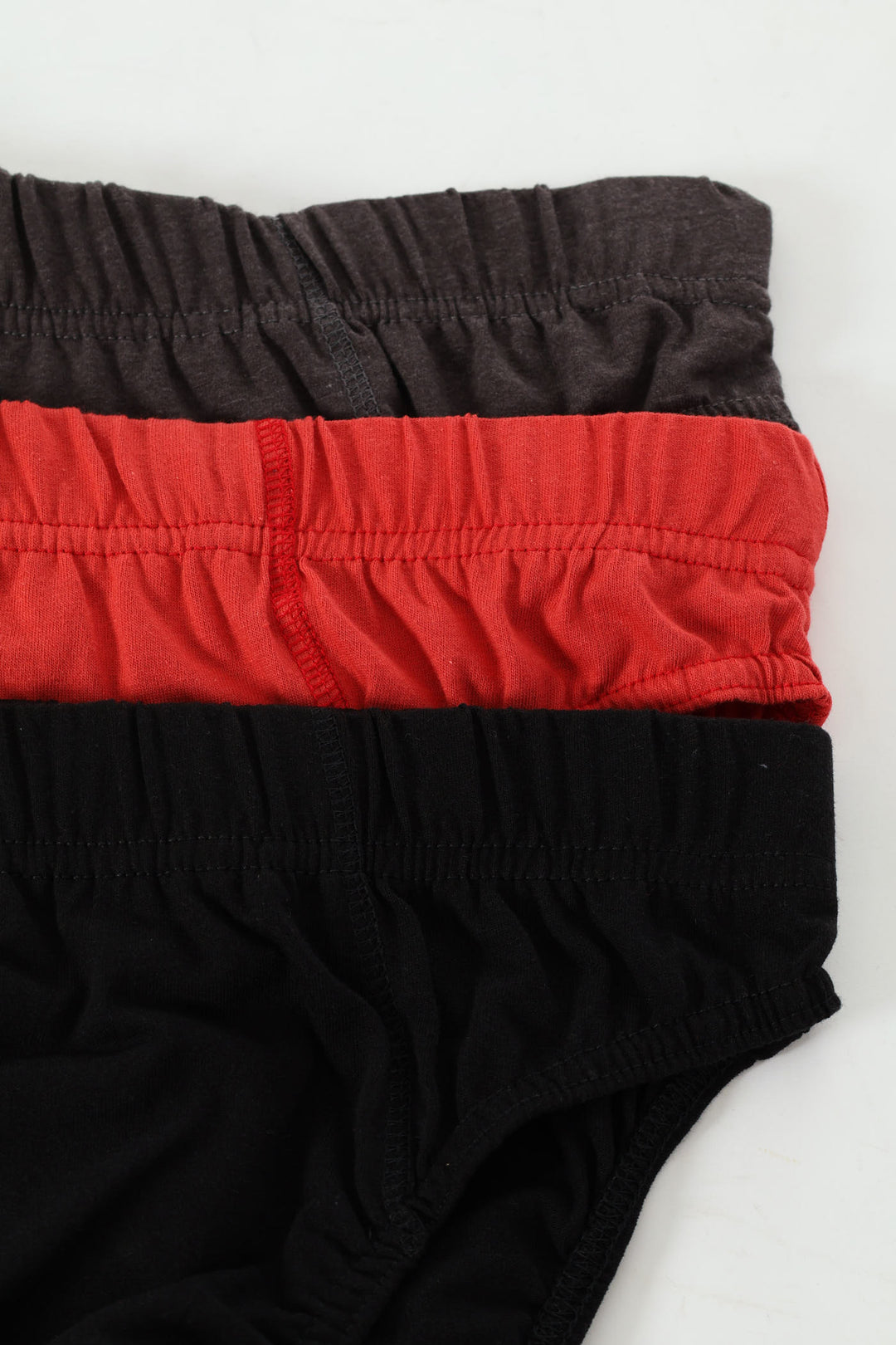 3 Pack Plain Mini Briefs - Black /Red /Charcoal