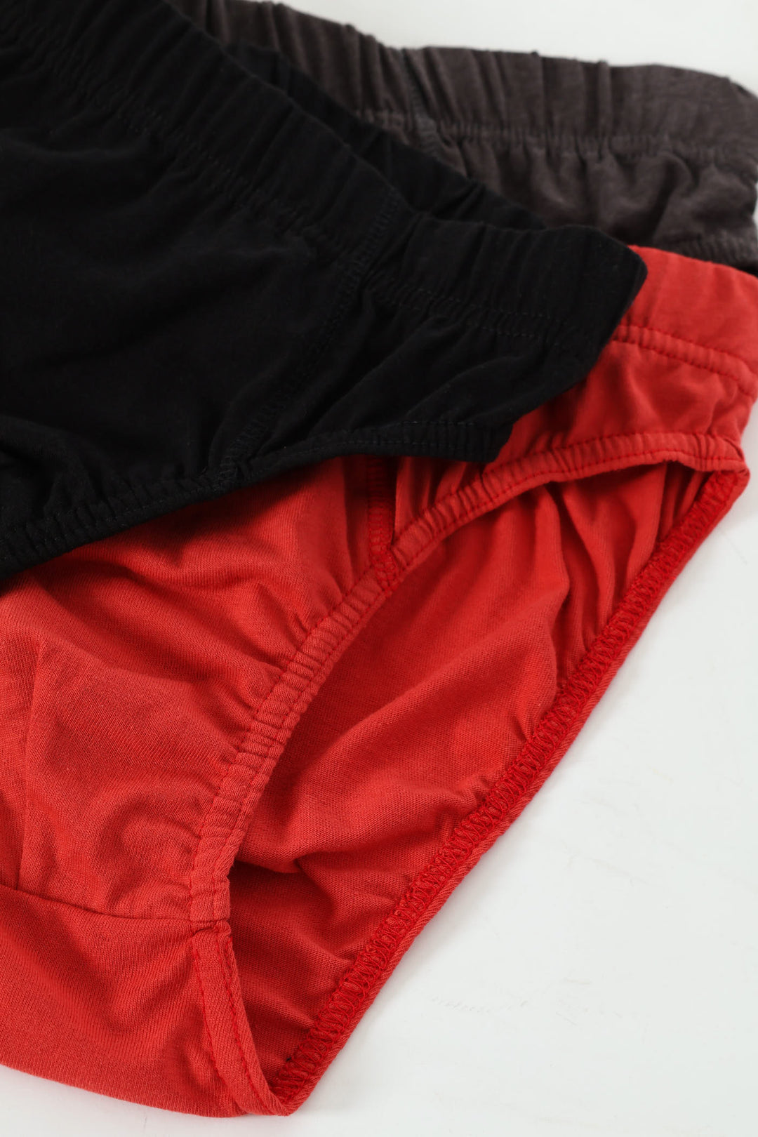 3 Pack Plain Mini Briefs - Black /Red /Charcoal