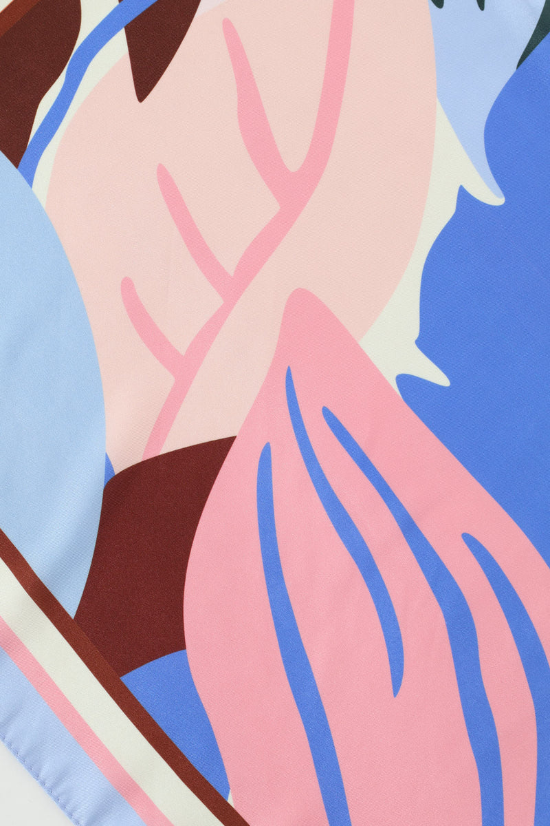 Colourblock Satin Feel Scarf - Light Blue