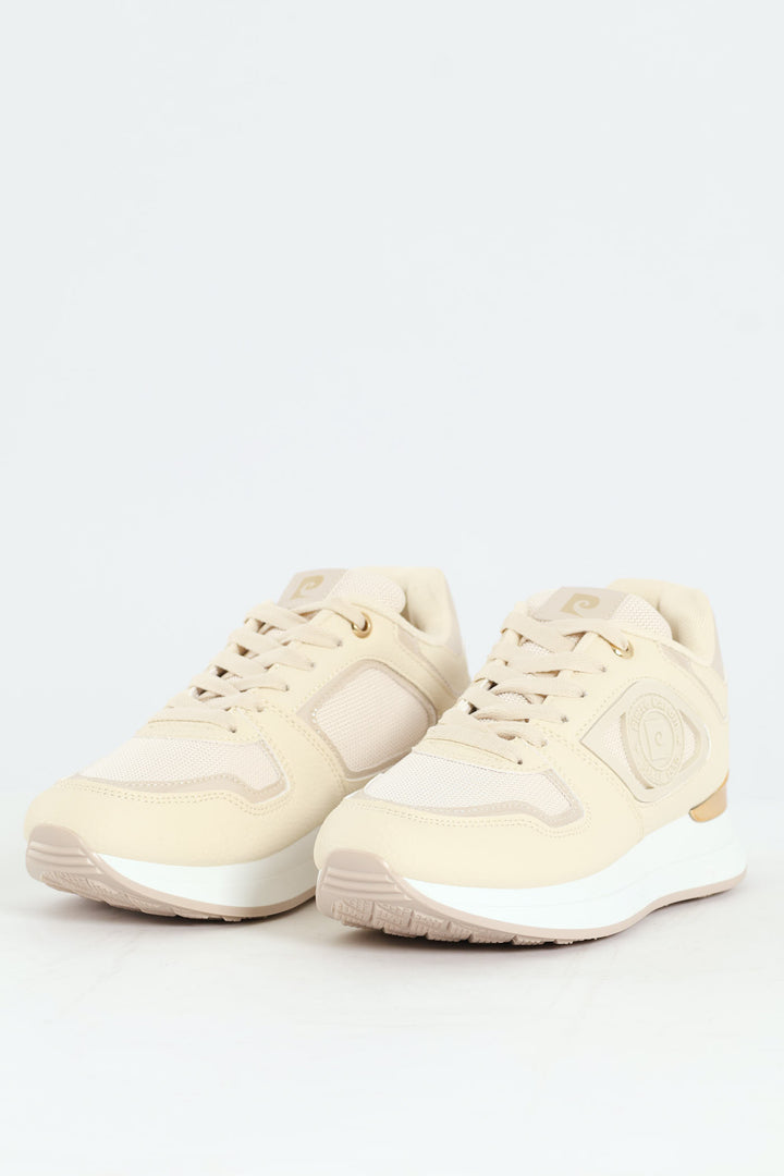Platform Logo Sneaker - Beige