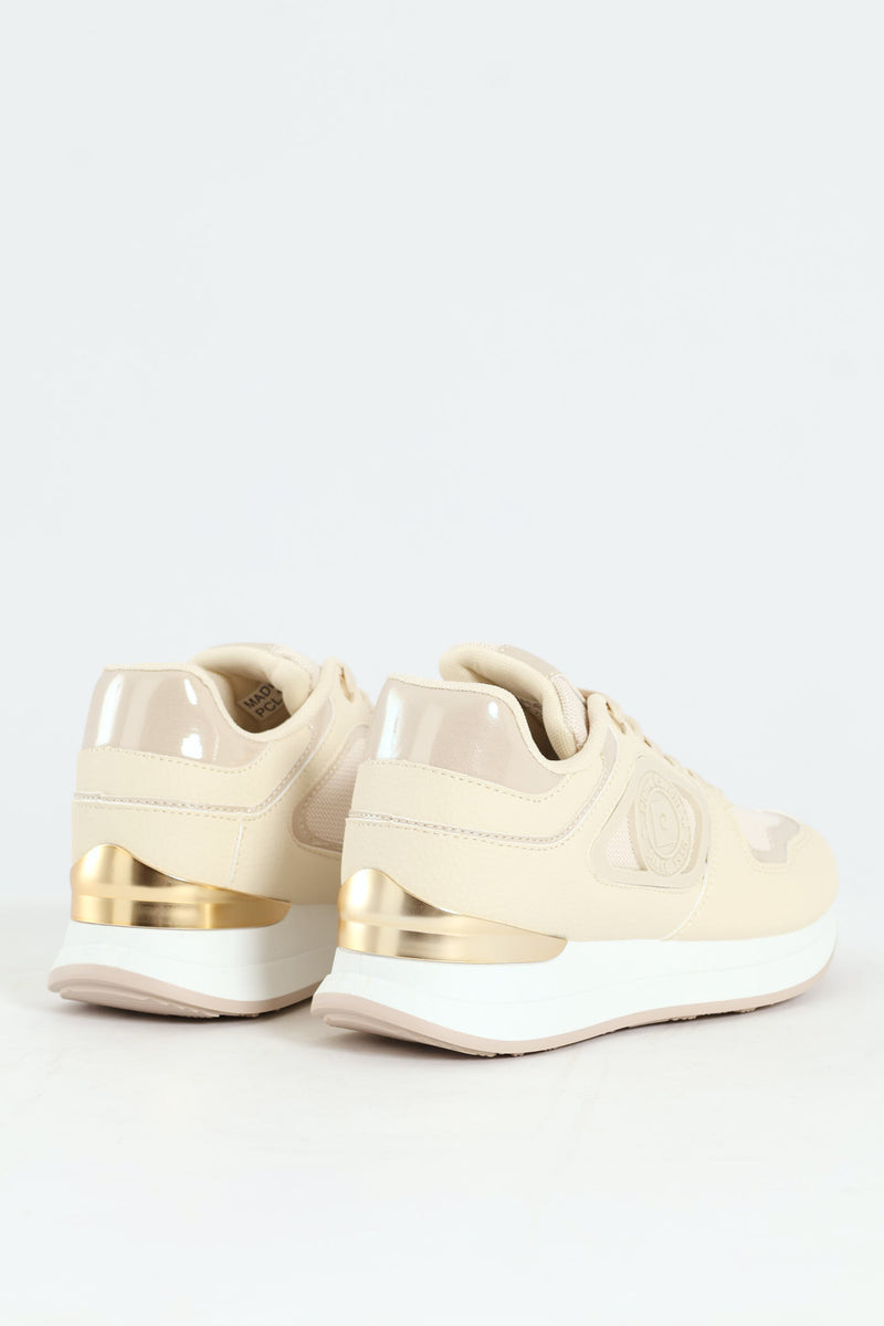 Platform Logo Sneaker - Beige