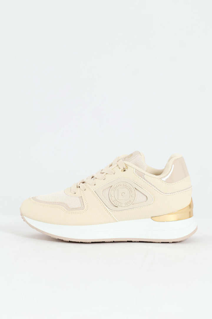 Platform Logo Sneaker - Beige