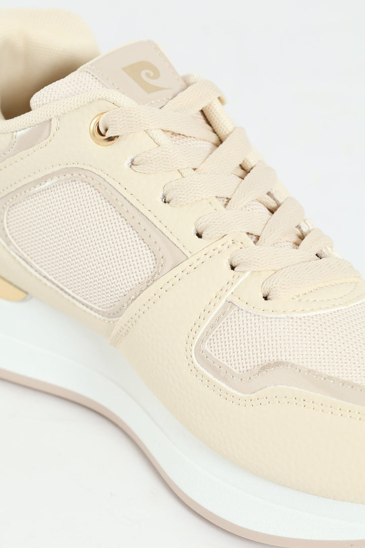 Platform Logo Sneaker - Beige