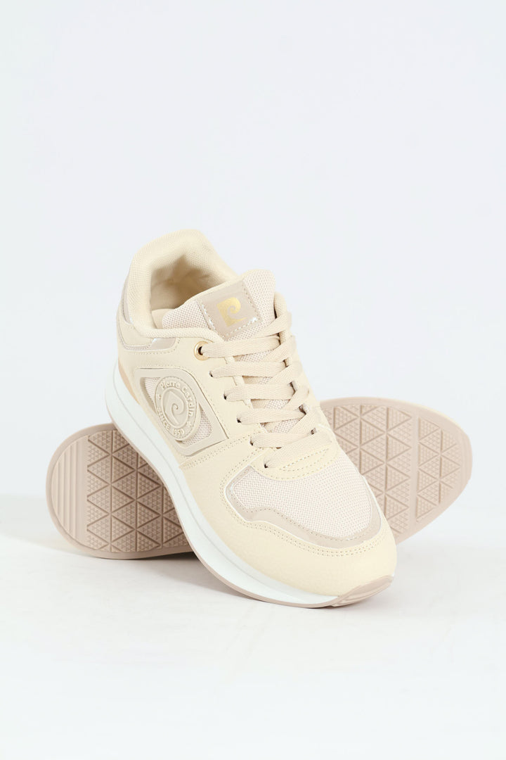 Platform Logo Sneaker - Beige