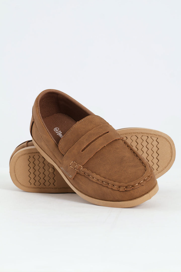 Boys Moccasin Slip On - Brown