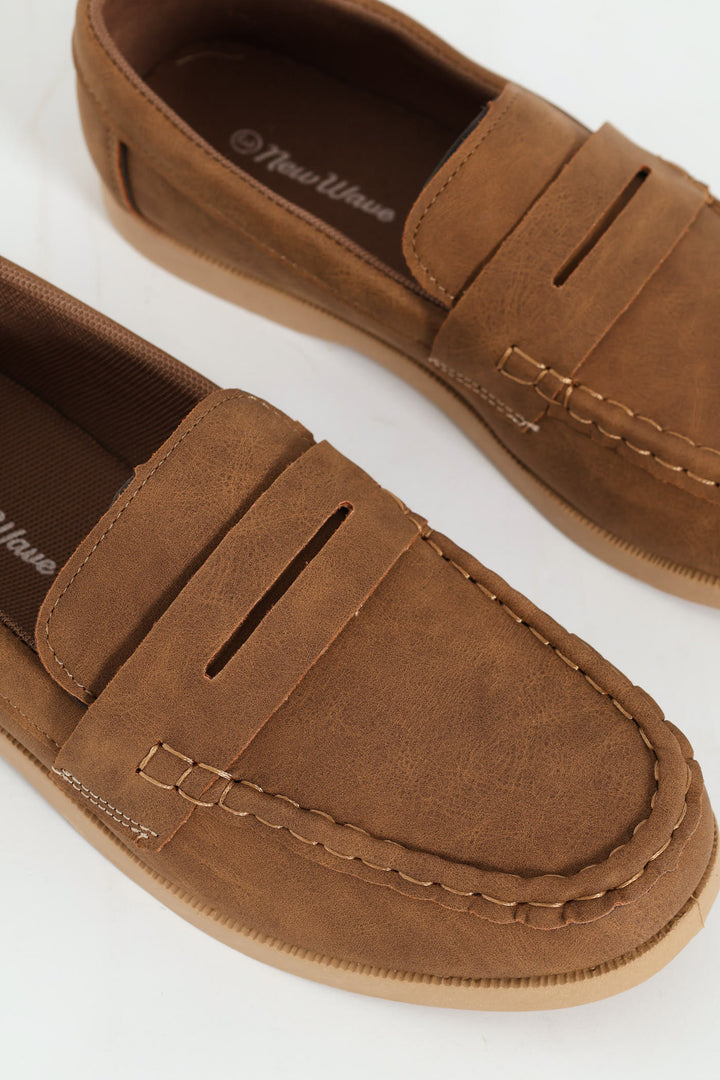 Boys Moccasin Slip On - Brown