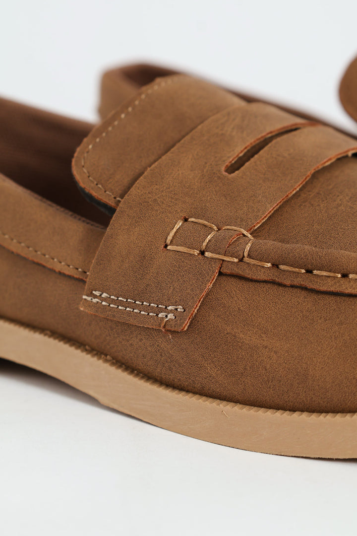 Boys Moccasin Slip On - Brown