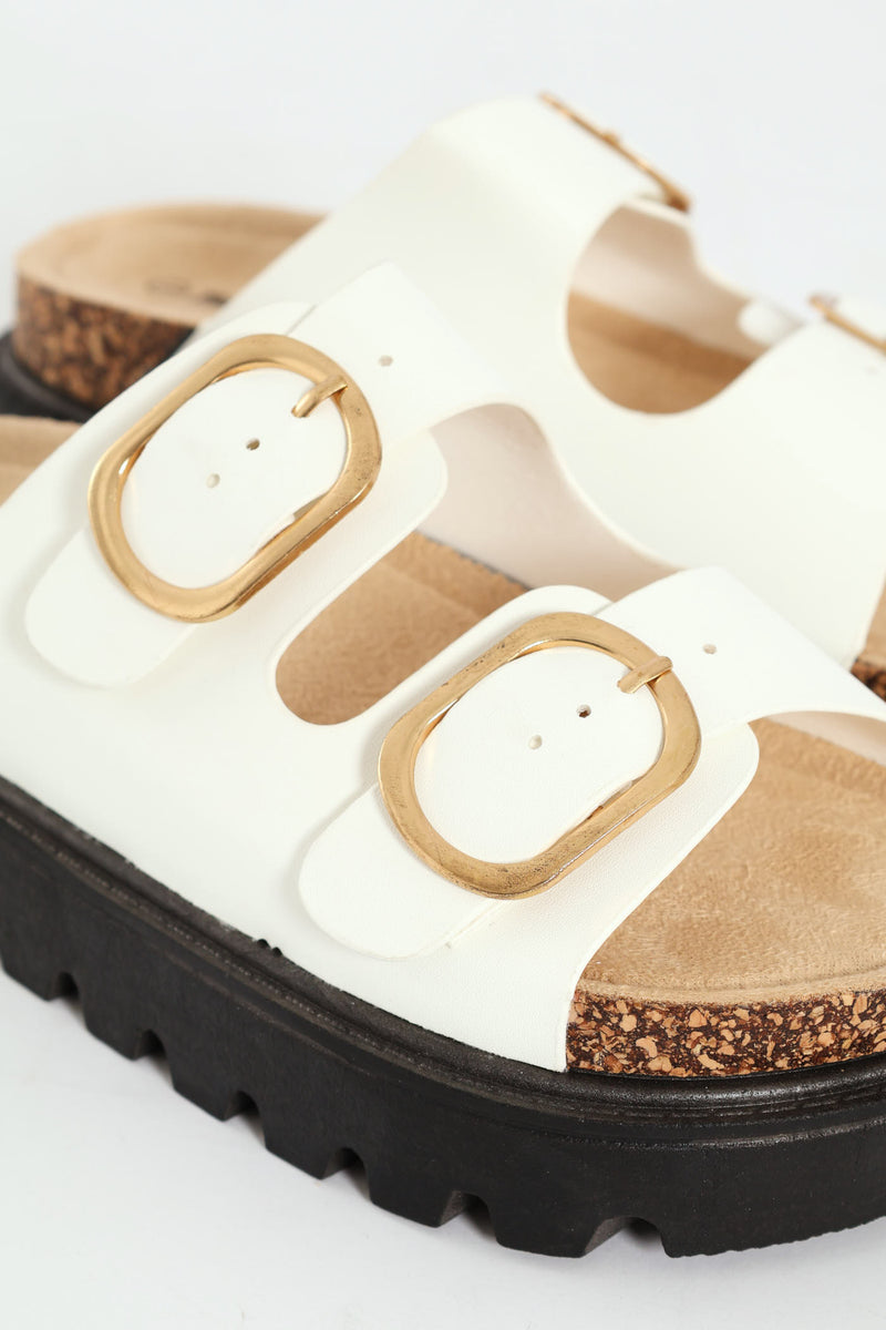 Girls Chunky Platform Health Sandal - White