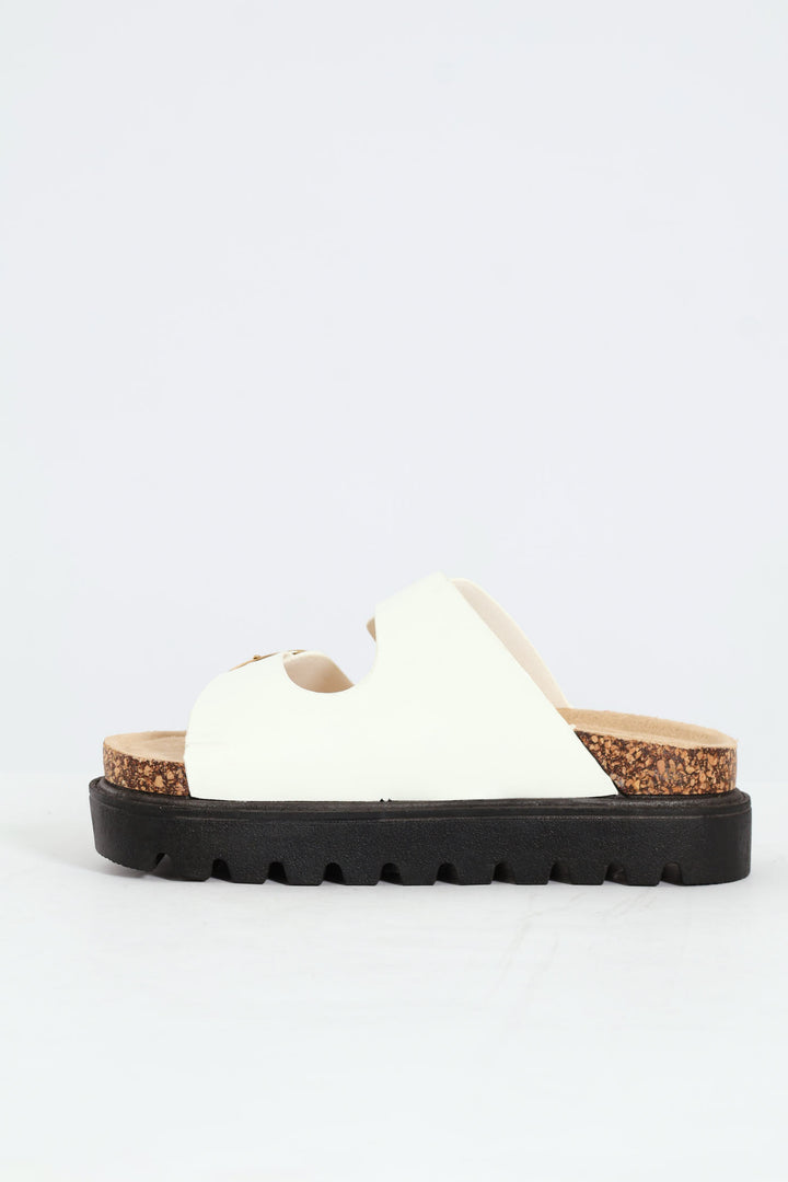 Girls Chunky Platform Health Sandal - White