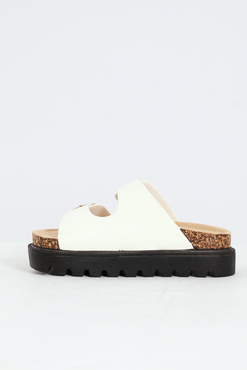 Girls Chunky Platform Health Sandal - White