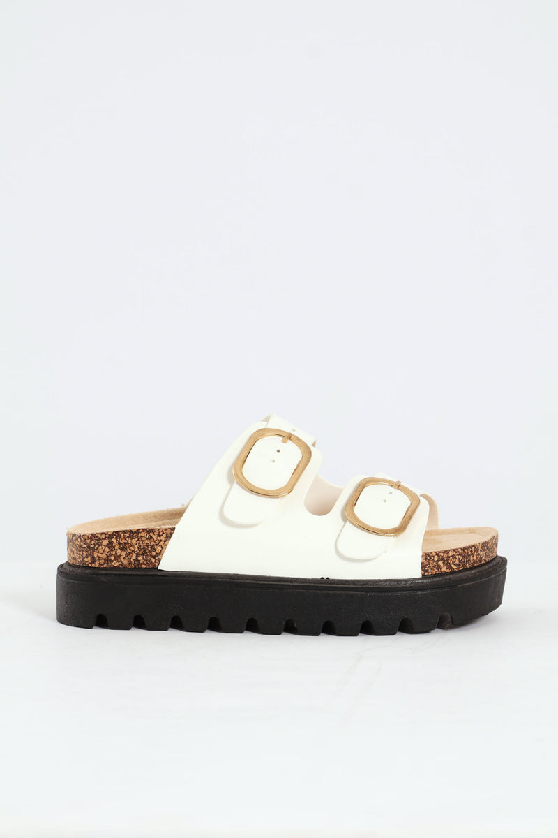 Girls Chunky Platform Health Sandal - White