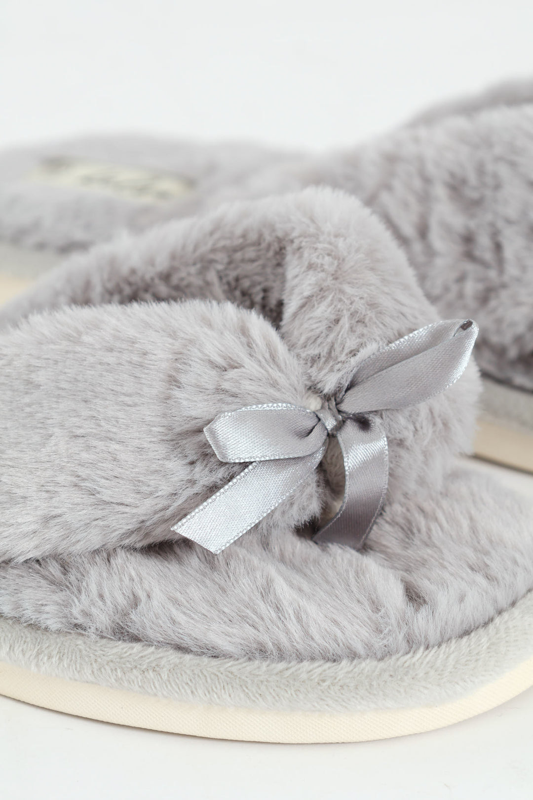Plush Thong Slipper - Light Grey