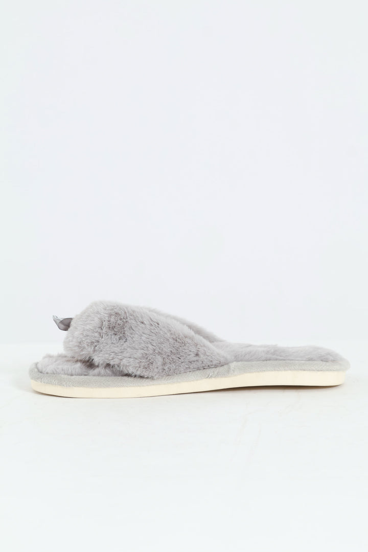 Plush Thong Slipper - Light Grey