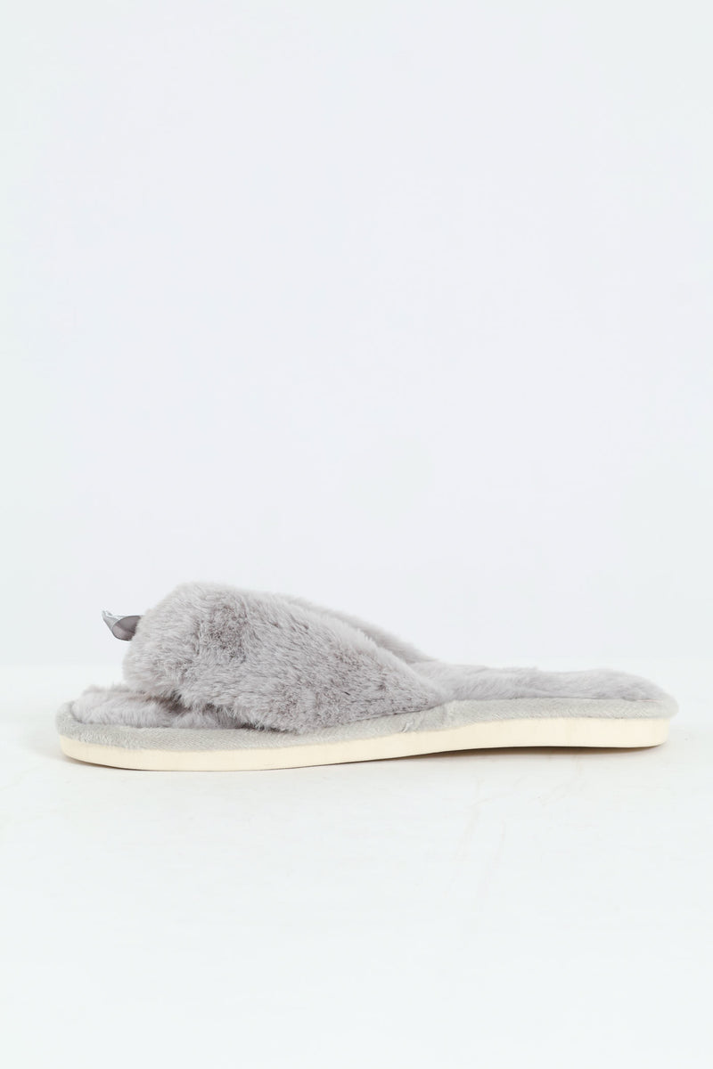 Plush Thong Slipper - Light Grey