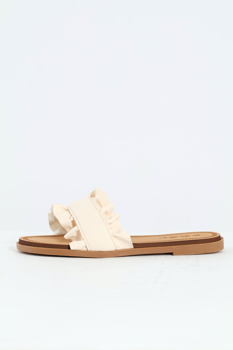 Ruffled Sandal - Off White