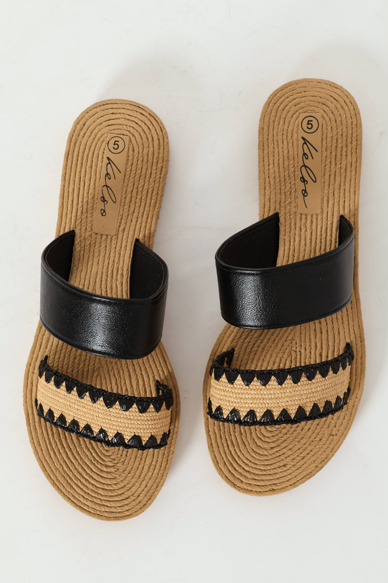Plain & Aztec Print Mule Sandal - Multi