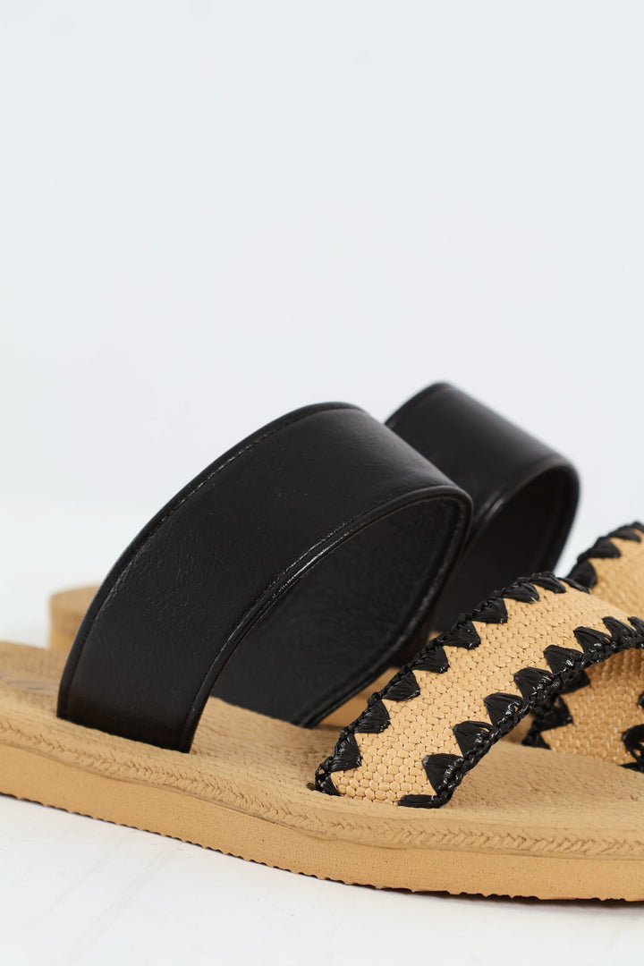 Plain & Aztec Print Mule Sandal - Multi