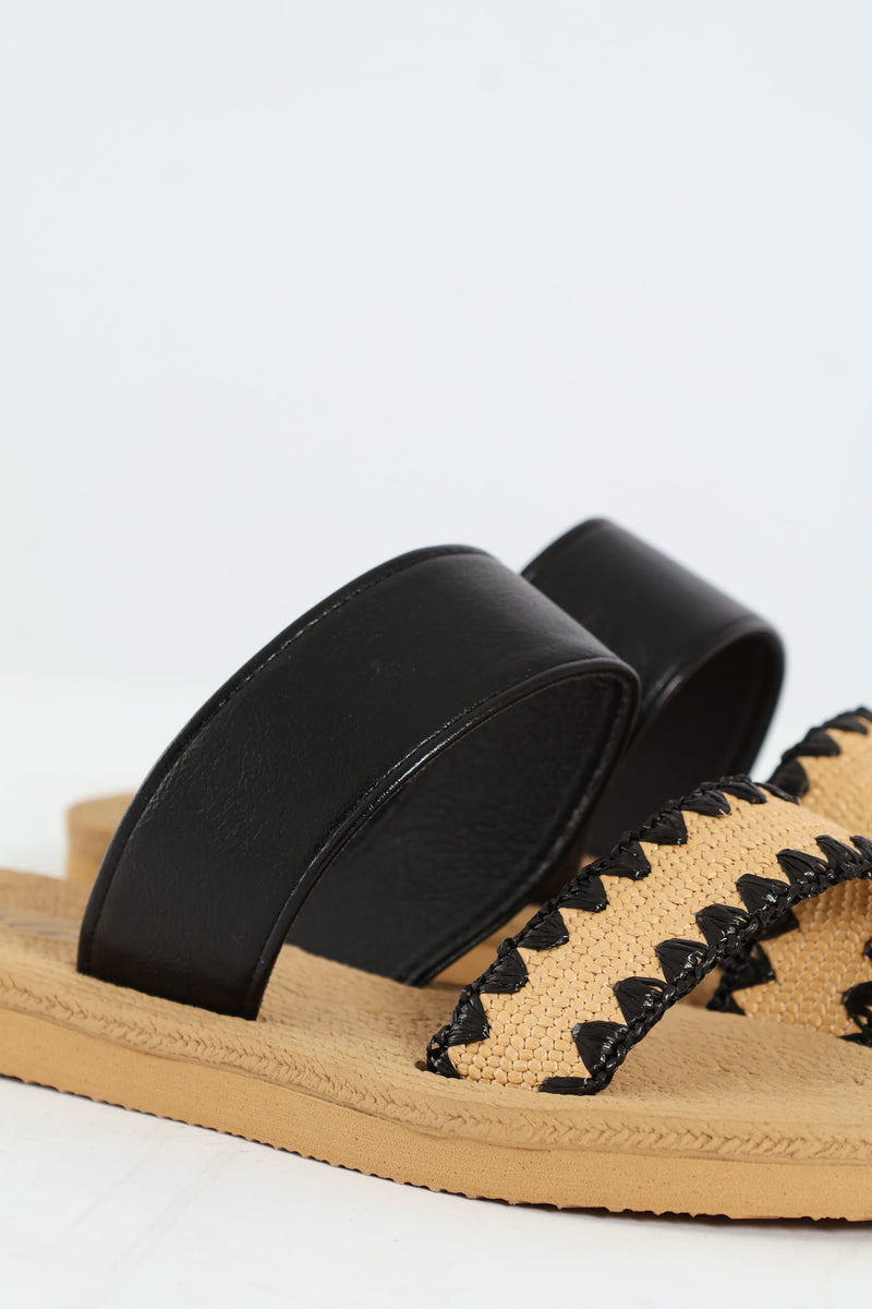 Plain & Aztec Print Mule Sandal - Multi