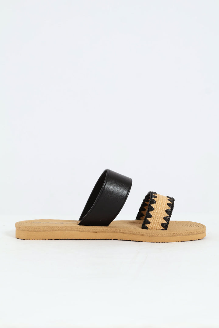 Plain & Aztec Print Mule Sandal - Multi