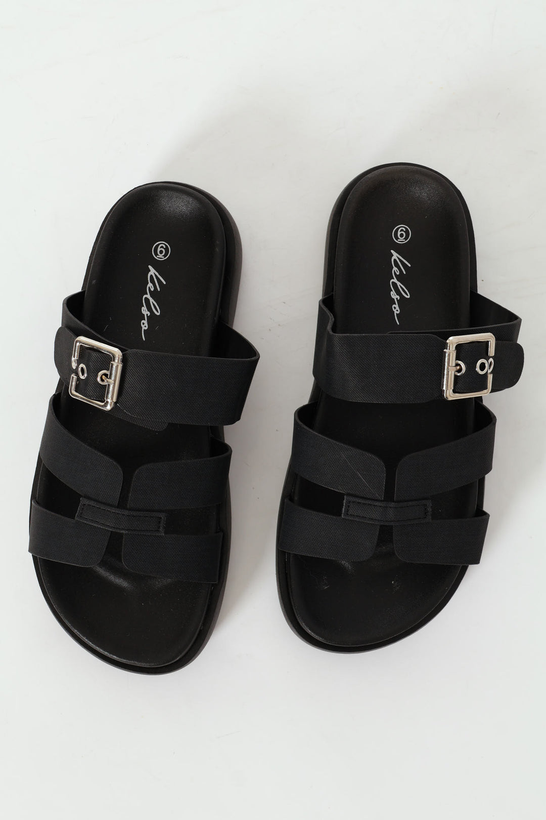 Flatform Buckle Detail H-Mule Sandal - Black