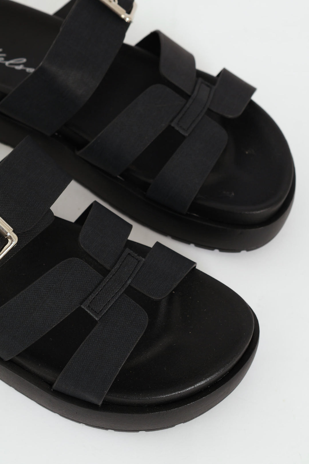 Flatform Buckle Detail H-Mule Sandal - Black