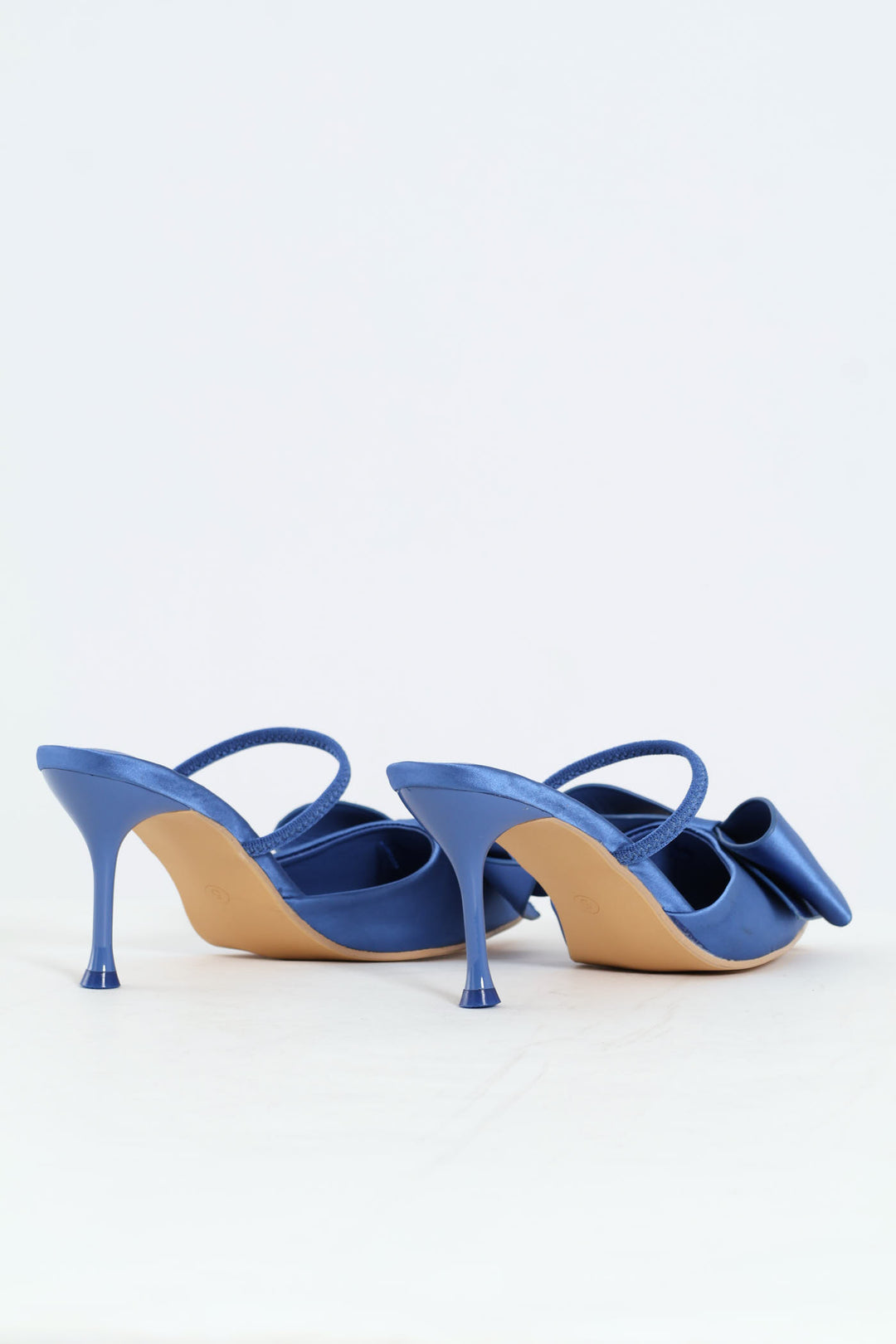 Pointed Big Bow Detail Stiletto Heel - Blue