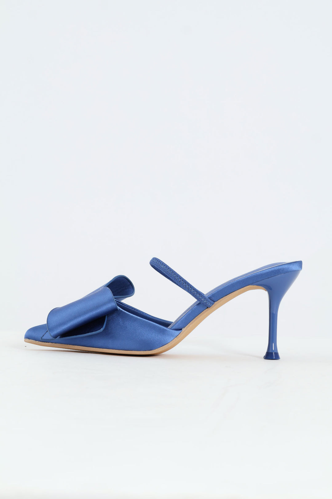 Pointed Big Bow Detail Stiletto Heel - Blue
