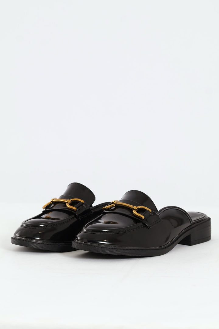 Metal Bar Push In Loafer - Black