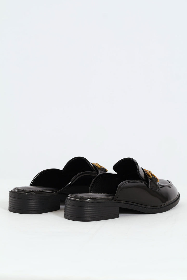 Metal Bar Push In Loafer - Black