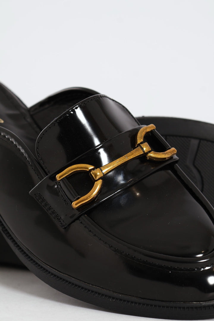 Metal Bar Push In Loafer - Black
