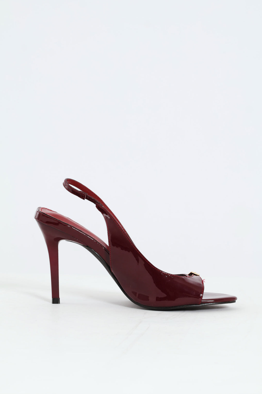 Buckle Detail Slingback Peep Toe Stiletto Heel - Burgundy