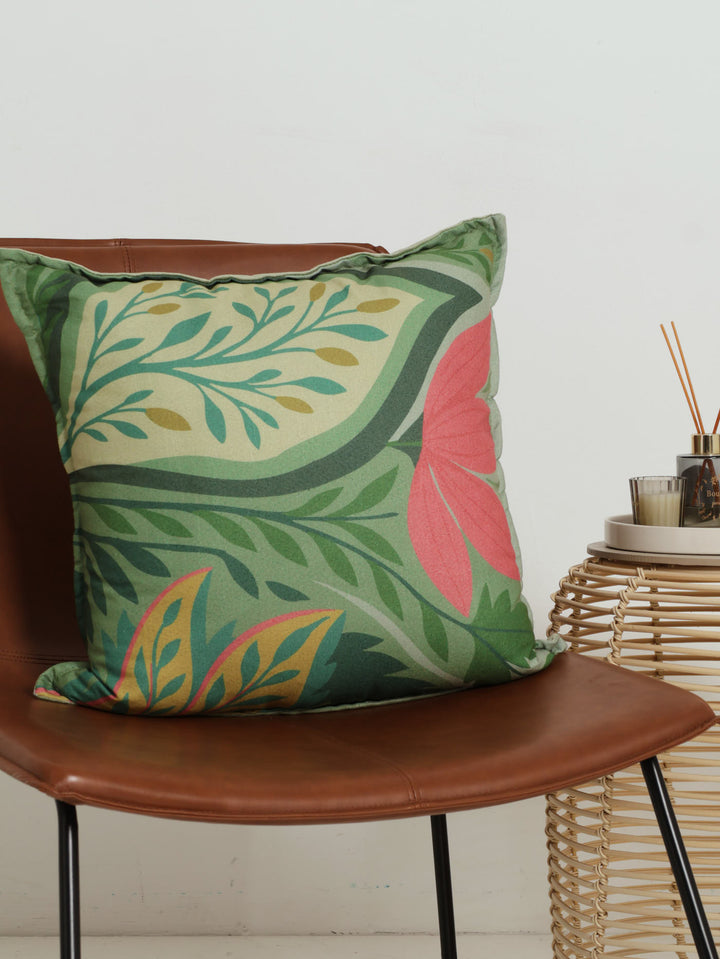 Watercolour Flower Scatter Cushion - Green