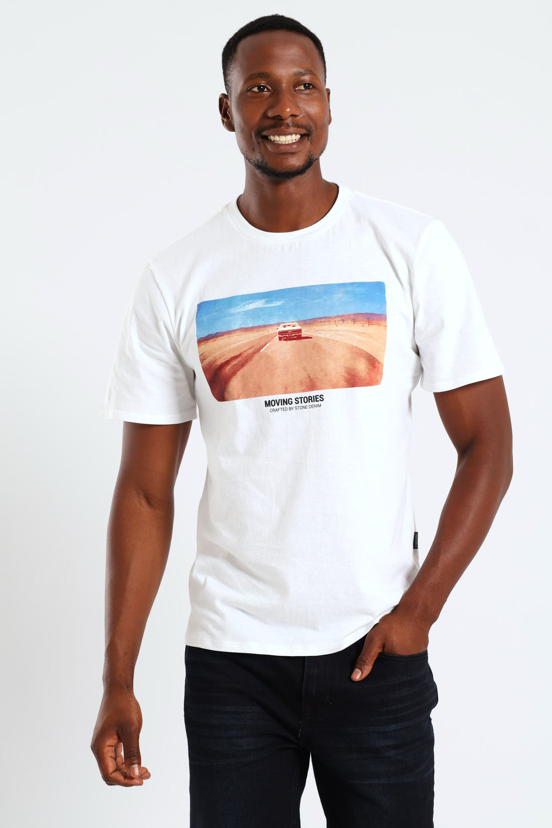 Driving Through Mojave Desert Car Tee - White