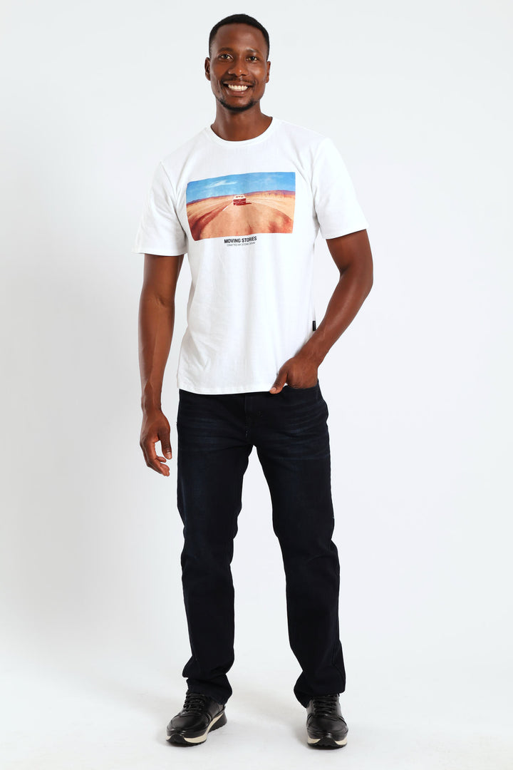Driving Through Mojave Desert Car Tee - White