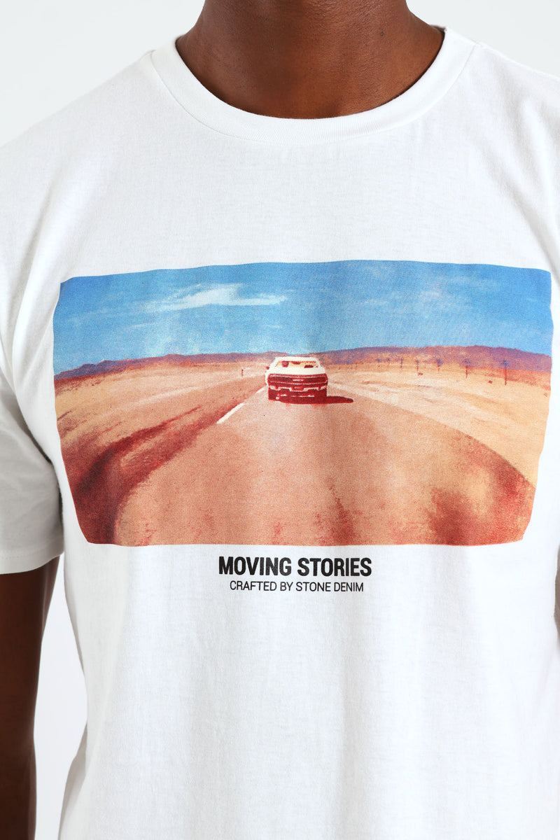 Driving Through Mojave Desert Car Tee - White