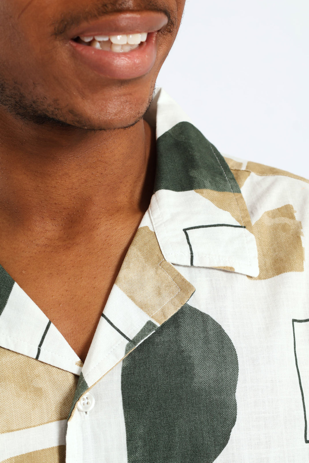 Geo Print Cotton Slub Shirt - Green