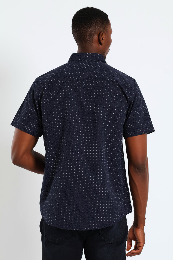 Dot Button Down Shirt - Navy