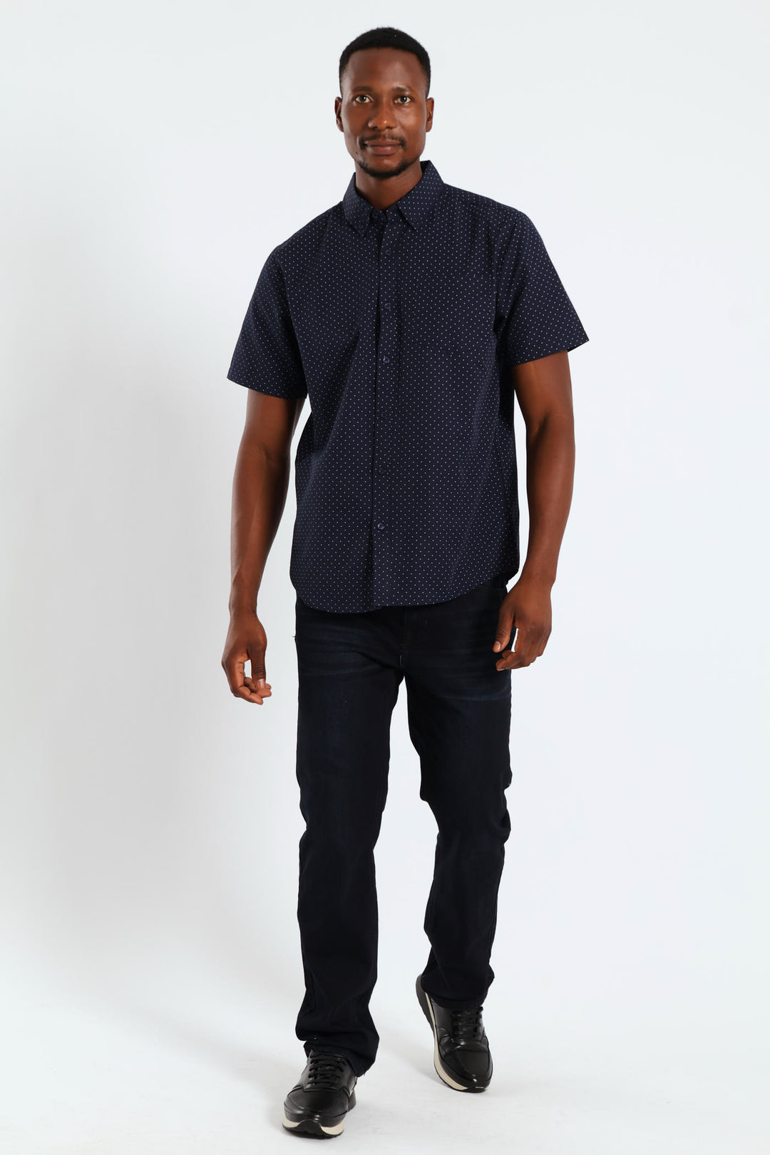 Dot Button Down Shirt - Navy