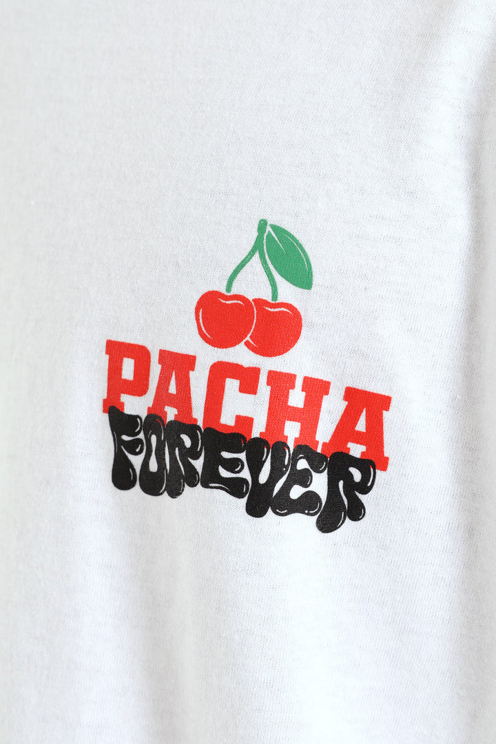Cherry Front & Back Print Tee - White