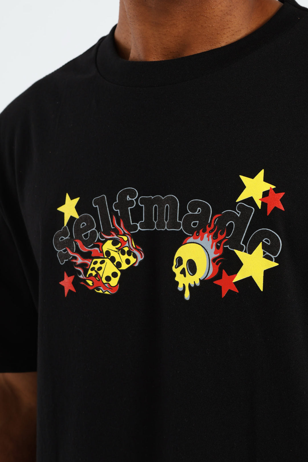 Money Skull Back & Front Print Tee - Black