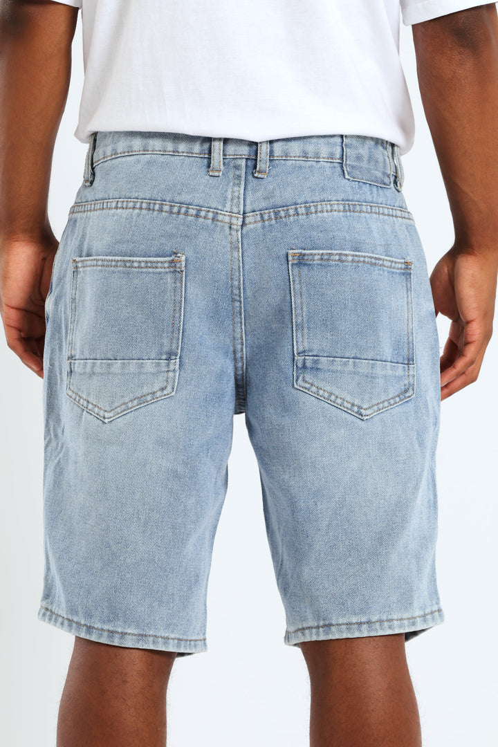 Rip & Repair Denim Shorts - Light Wash