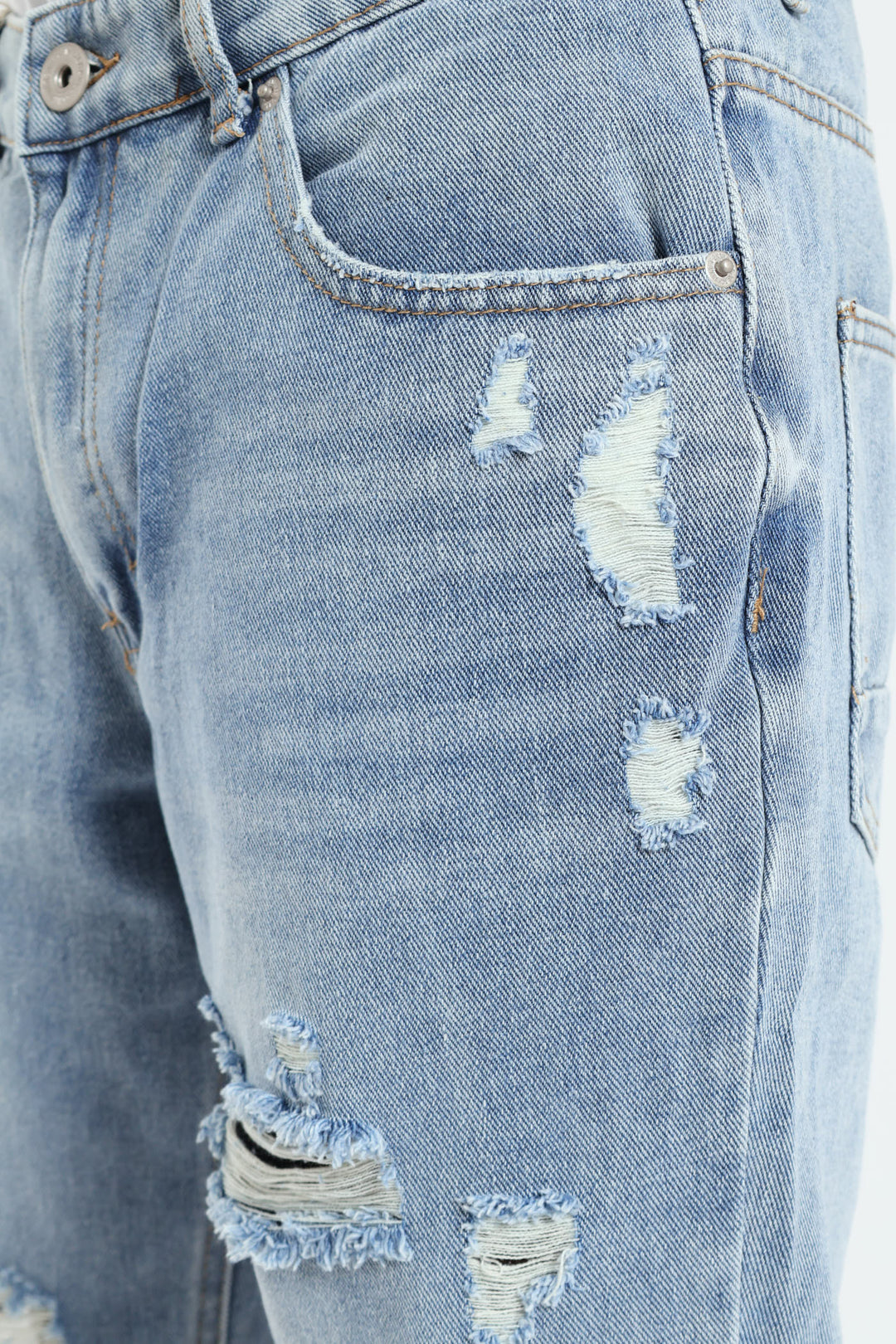 Rip & Repair Denim Shorts - Light Wash
