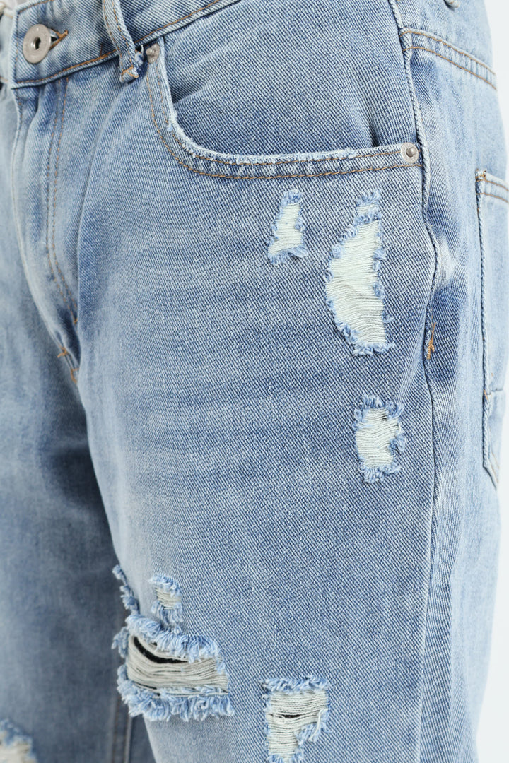 Rip & Repair Denim Shorts - Light Wash