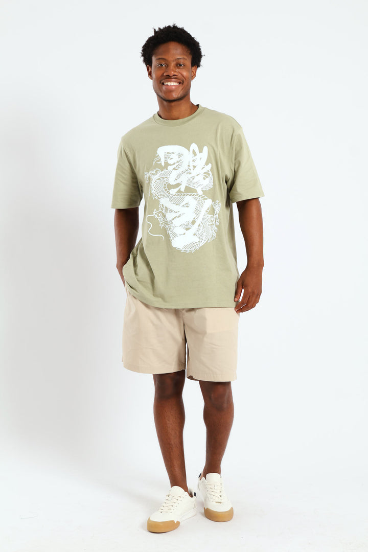 Dragon Print Tee - Sage