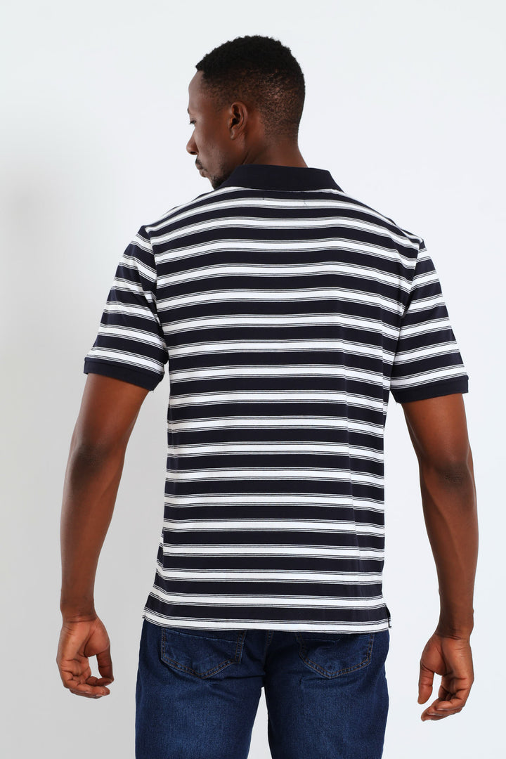 Wide & Thin Stripe Golfer - Navy
