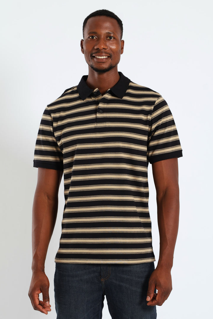 Thin Stripe Golfer - Black
