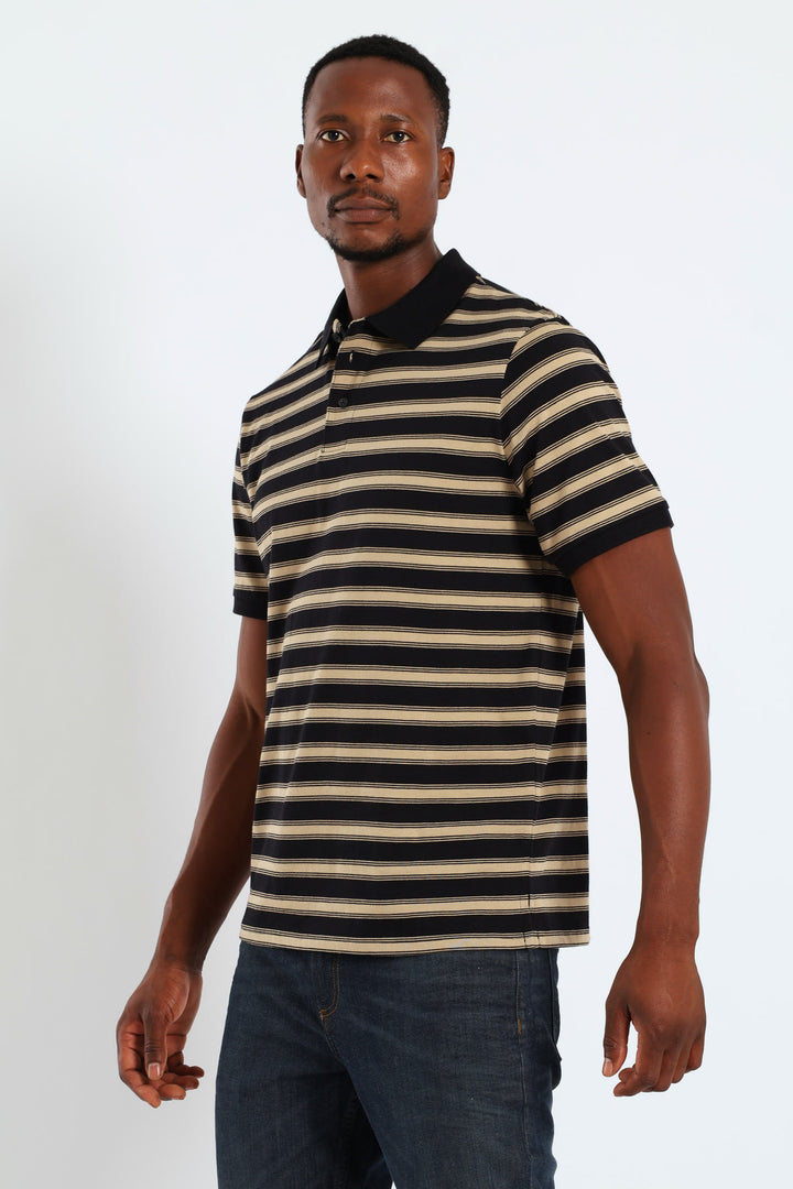 Thin Stripe Golfer - Black