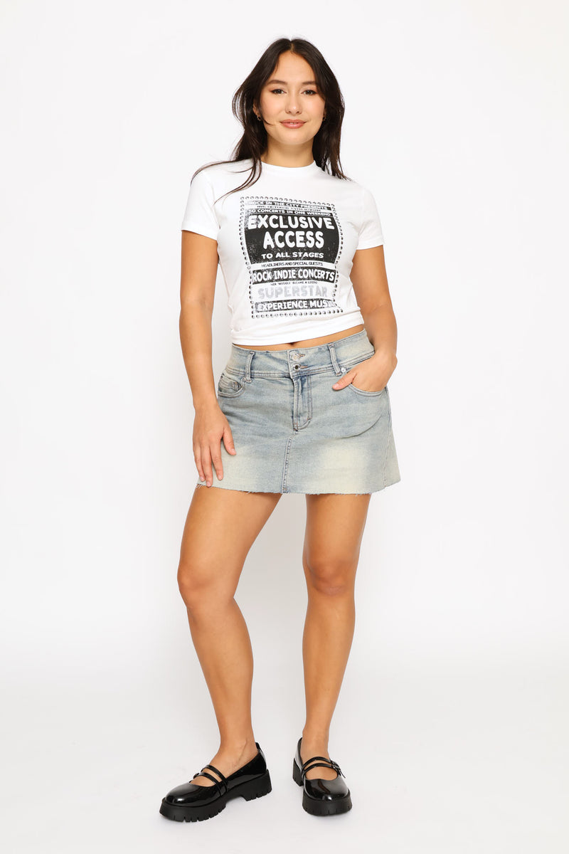 Micro Mini Denim Skirt - Mid Wash