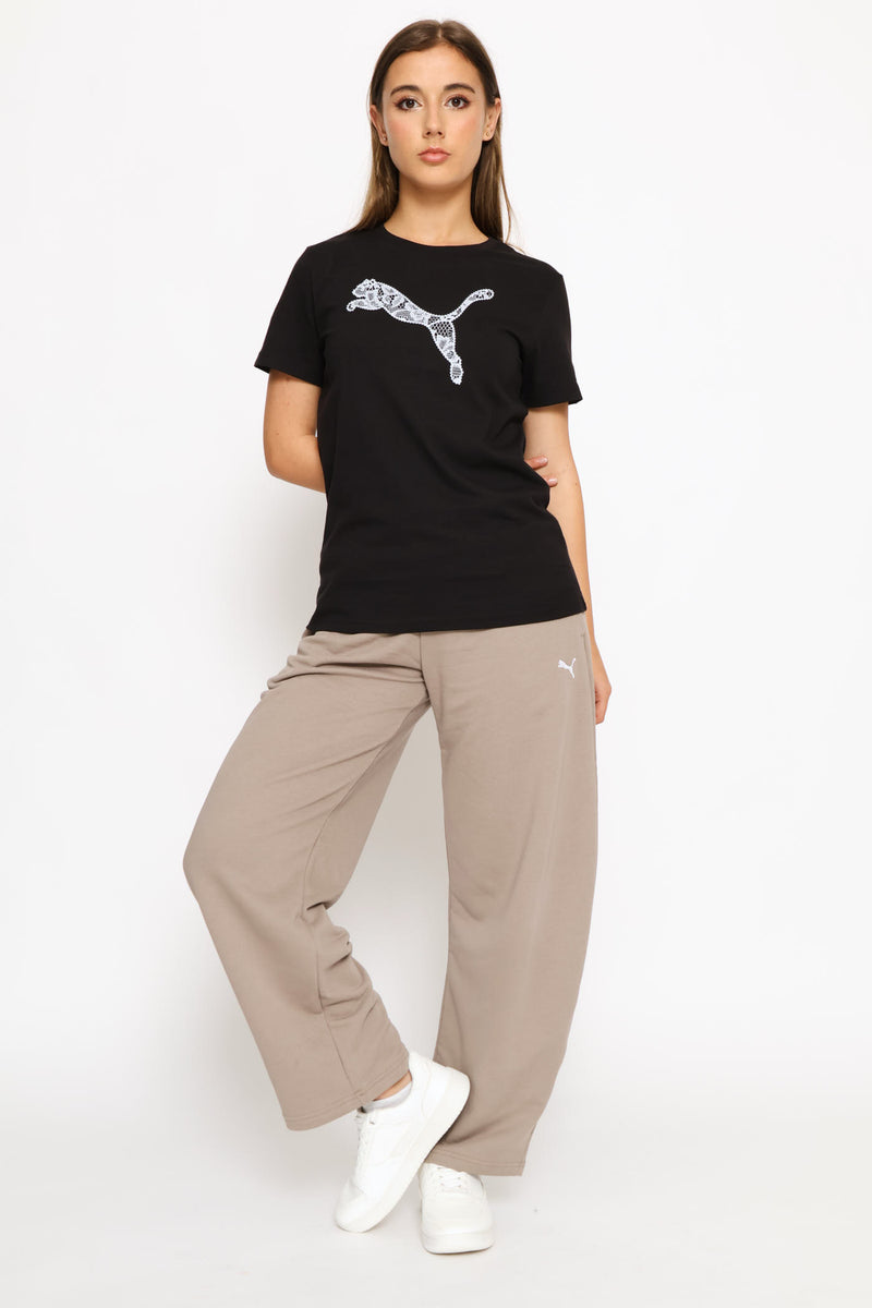 Graphics Lace Cat Tee - Black